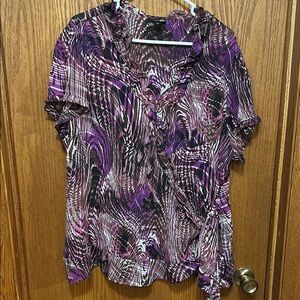 Women's Purple Patterned Wrap Top
